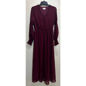 Orange Creek Gothic Texture Burgundy Maxi Dress S Victorian Medieval Cottagecore